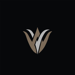 Unique VW letter logo design flat style