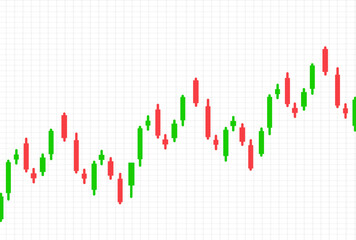 Up trend Candlestick chart on grid background - Growth stock market concept design - Finance technical graph pattern.