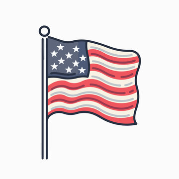 Flag in cartoon, doodle style. Image for t-shirt, web, mobile apps and ui. Isolated 2d vector illustration in logo, icon, sketch style, Eps 10. AI Generative