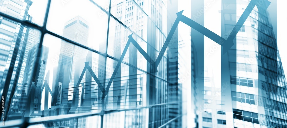 Poster dynamic financial growth arrows background with ample space provided for convenient text placement