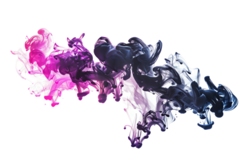 Abstract pink and purple watercolor splashes bloom on a background