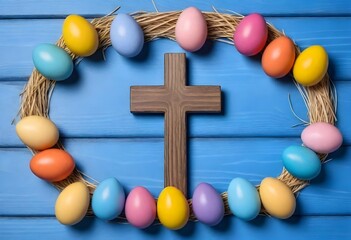 Obraz premium Easter eggs on table, Symbol, Christ