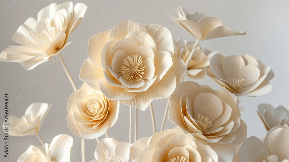 Poster a paper flower bouquet with each petal carefully crafted and layered to create a sense of movement a