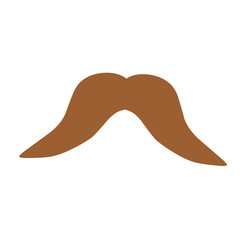 Collection of brown color mustaches of various shapes on a white background.