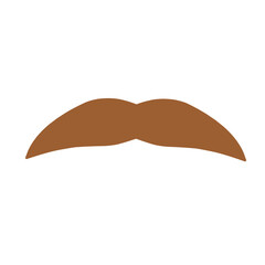 Collection of brown color mustaches of various shapes on a white background.