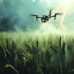 Drone Flying Over Wheat Field with Insecticide Spraying

 - obrazy, fototapety, plakaty