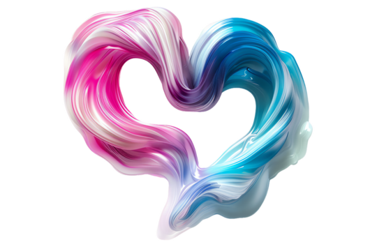 Pink, swirly heart shapes resembling water droplets on a colorful background  illustrates the concept of heart of the water