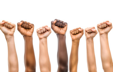 Rised fists isolated on transparent background 