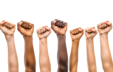 Rised fists isolated on transparent background 