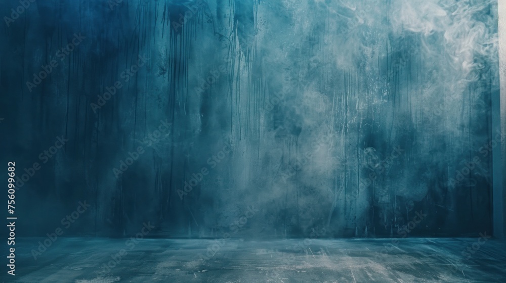 Poster ethereal blue textured backdrop with misty atmosphere creating enigmatic space for artistic expressi