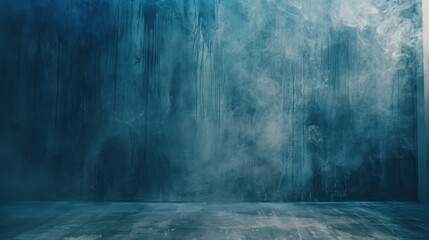Ethereal blue textured backdrop with misty atmosphere creating enigmatic space for artistic expression or product display. Abstract background.
