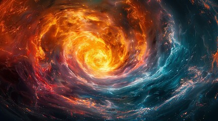 Colorful vortex energy, cosmic spiral waves, multicolor swirls explosion. Abstract futuristic digital background