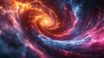 Obraz premium Colorful vortex energy, cosmic spiral waves, multicolor swirls explosion. Abstract futuristic digital background