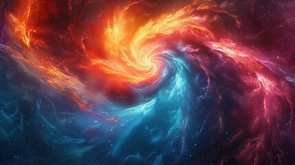 Colorful vortex energy, cosmic spiral waves, multicolor swirls explosion. Abstract futuristic digital background - obrazy, fototapety, plakaty
