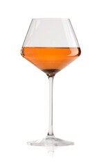 Rose wine in glass isolated on white