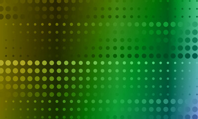 color dots on gradient green background.