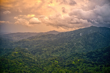 Obraz premium Aerial View of El Yunque National Forest at Sunset