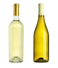 Bottles of white wine isolated on white