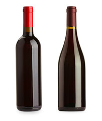 Bottles of red wine isolated on white
