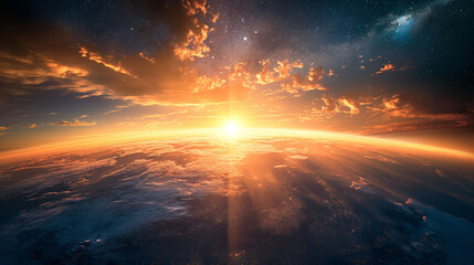 Fototapeta premium Planet Earth with a spectacular sunset.