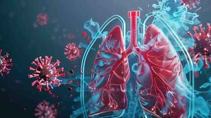 Human lungs with bacteria, for medical and healthcare research use.