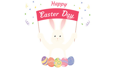 Obraz premium happy easter day rabbit bunny calligraphy character icon object spring season easter egg day rabbit bunny cute banner march april month holiday celebration festival sale event beautiful animal pretty 