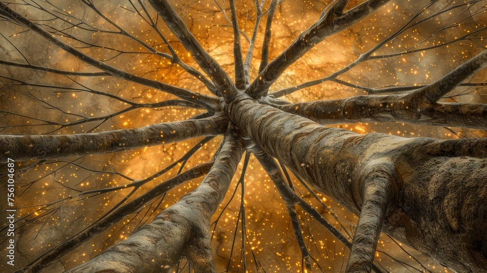 Poster detailed close up of human brain showing neurons firing and neural extensions in action