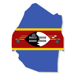 Eswatini Swaziland flag map with clipping path