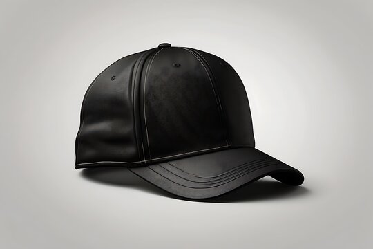 Black baseball cap isolated on background with shadow mockup