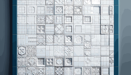 Concept of image of tiled wall with a sense of structure and artistry. Vector illustration.