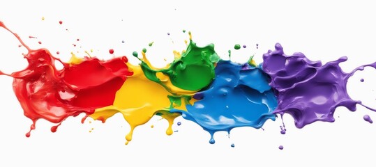Colorful rainbow paint splat isolated on white background.