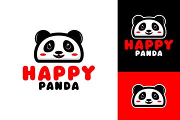 Happy Panda Mascot Illustration Logo Design