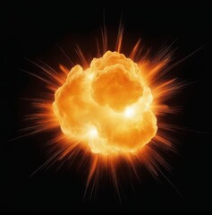 good quality Fiery bomb explosion with sparks isolated on black background. Fiery detonation.