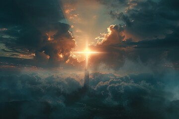 The cross comes from the sky - obrazy, fototapety, plakaty