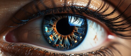 A close-up of a woman's eye in the process of scanning for identification.