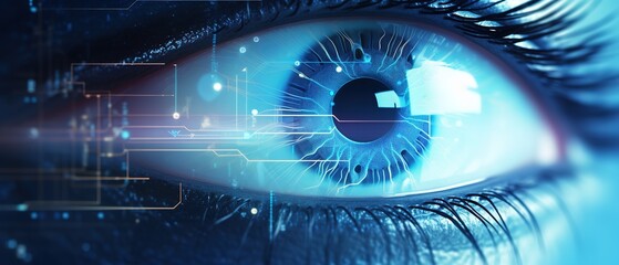 A close-up of a woman's eye in the process of scanning for identification.