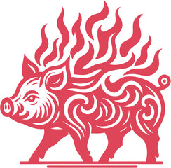 pig  vector , flame pig  vector 
