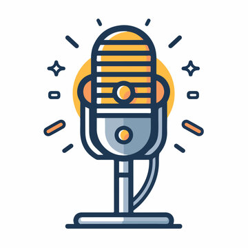 Microphone in cartoon, doodle style. Image for t-shirt, web, mobile apps and ui. Isolated 2d vector illustration in logo, icon, sketch style, Eps 10. AI Generative