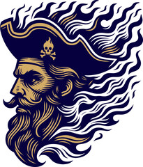 fire flame pirate head vector illustration