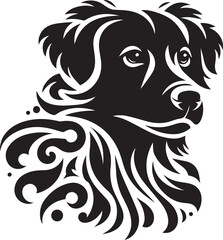 black and white illustration of a dog
