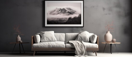 Monochrome Scene Mockup on Wall Canvas Art Frame.