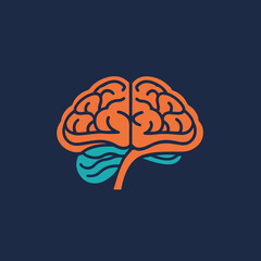 A brain  is depicted in orange and blue, with  a blue wave  running through it