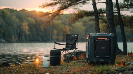 With a maximum output of 2000 watts this power station can power multiple devices simultaneously making it perfect for camping trips or outdoor events. - obrazy, fototapety, plakaty