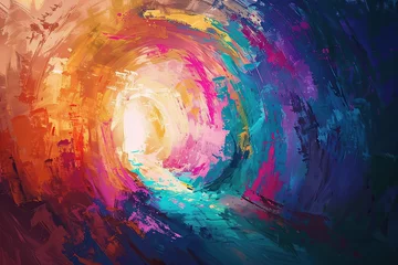 Poster Colorful and joyful painting art of the empty tomb of Jesus. Easter or Resurrection concept. He is Risen! © NoLimitStudio