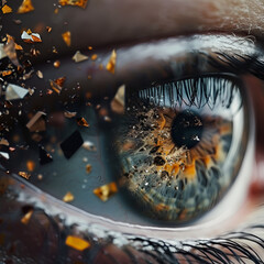 eye in the sun, Art of Artificial Intelligence 3D Rendered Colorful Technological Human Eye Close Up Aesthetic Power