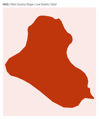 Republic of Iraq plain country map. Low details. Solid style. Shape of Republic of Iraq. Vector illustration.