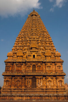Gopuram or Vimana of Peruvudaiyar Temple or Brihadisvara Temple, Thanjavur, Tamil Nadu, India