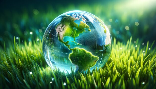 Health of the Planet Depicted by Globe on Grass