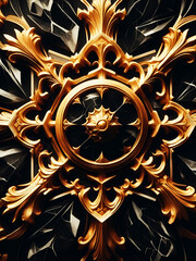 abstract background with golden and black floral pattern, marble background texture, gold metallic hues, wall art design for home decor, wallpaper for cellphone, mobile smart cell phone background