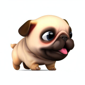 Cute Bulldog 3D Character